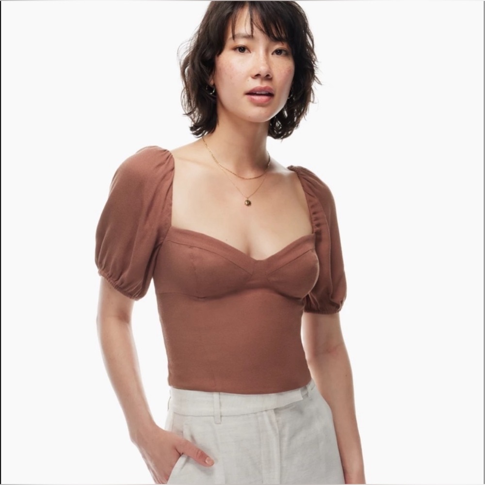 Wilfred Novella Shortsleeve Blouse - Mocha Sorbet